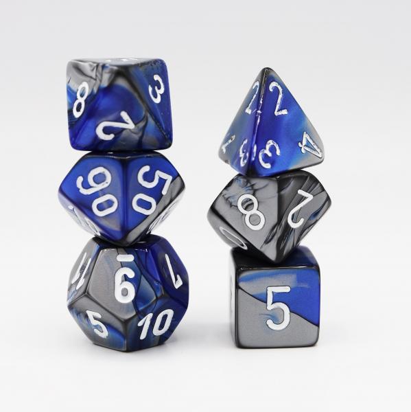 Chessex: Gemini Blue and Steel with White Dice