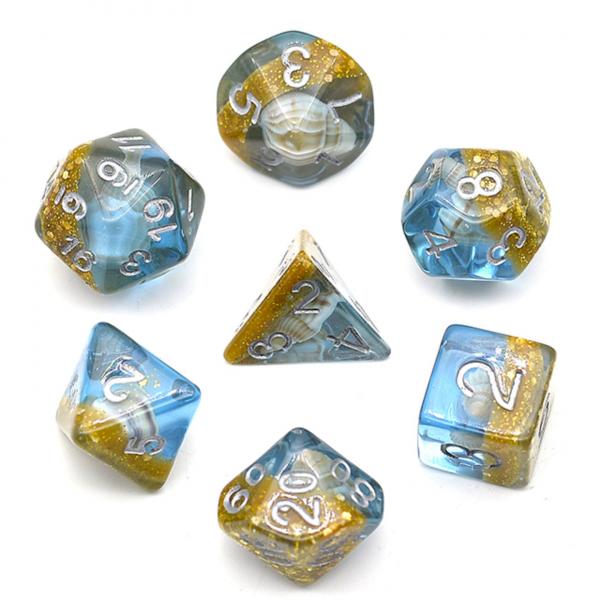Blue and Gold Beach Conch Dice
