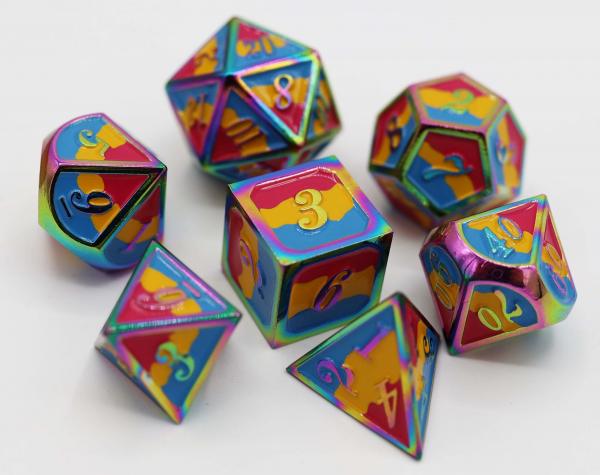 Pansexual Pride Flag - RPG Metal Dice Set picture