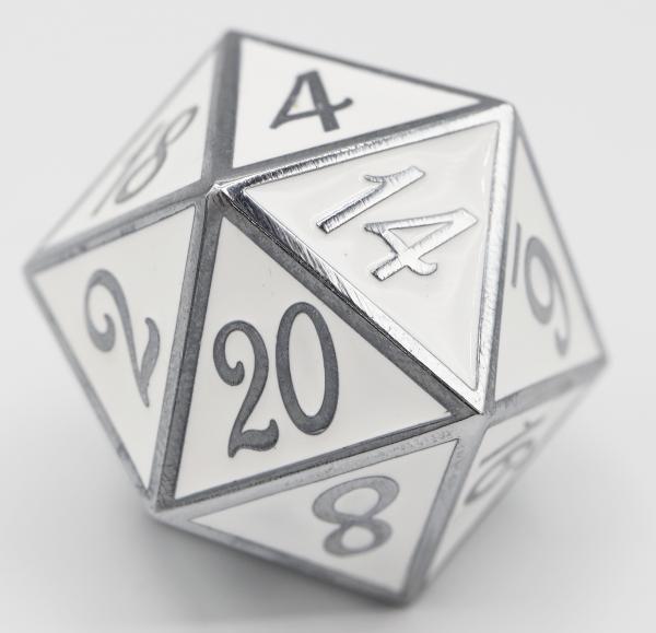 D20 Silver with White - 35mm Extra Large