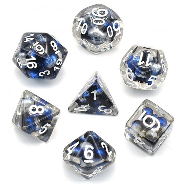 Black and Blue Pearl RPG Dice Set picture