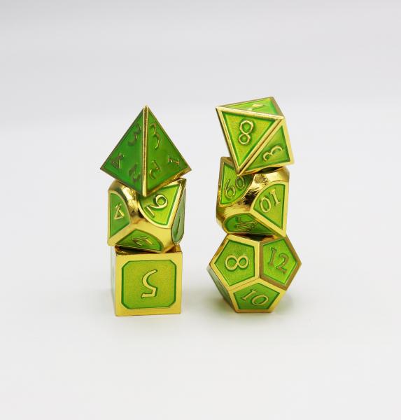 Gold Embossed Jade RPG Dice Set picture