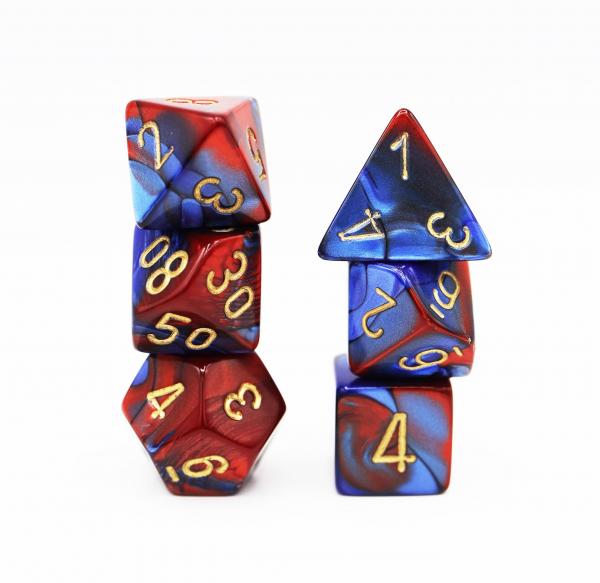 Chessex: Gemini Blue and Red with Gold Dice picture