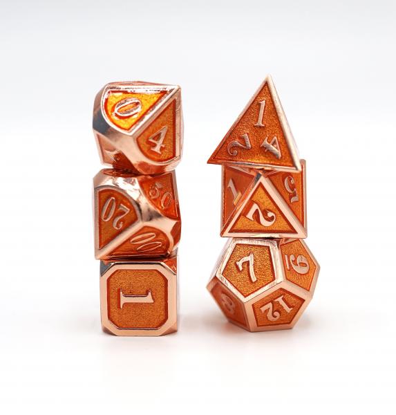 Copper Embossed Sunstone RPG Dice Set