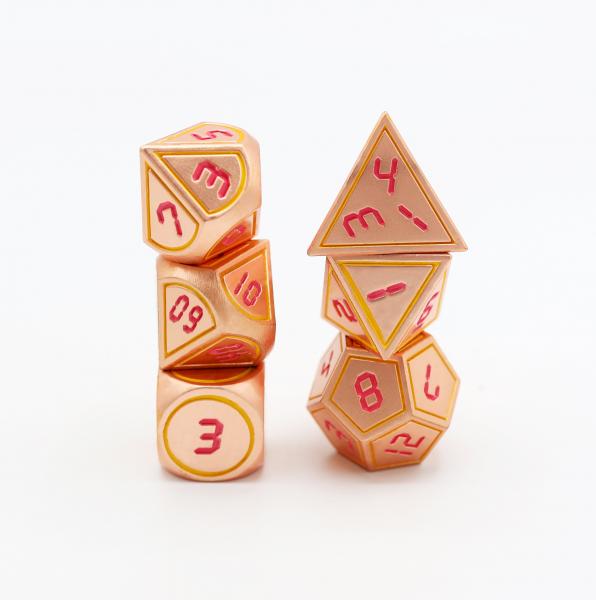 Digital Copper Orange with Pink RPG Dice Set picture