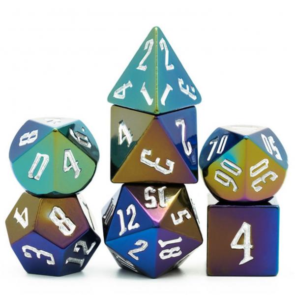 Metallic Dice Set with Silver Font