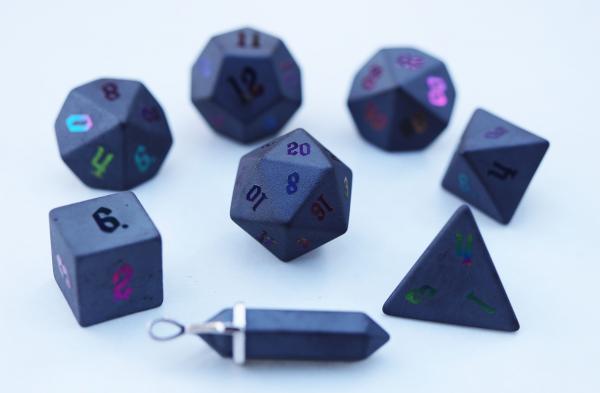 Level Up: Ionized Hematite RPG Dice & Bonus Pendant picture