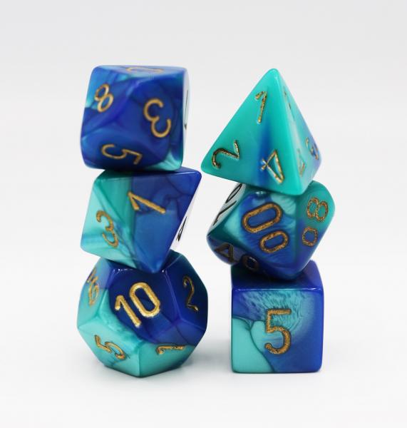 Chessex: Gemini Blue and Teal with Gold Dice picture