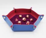 Leatherette & Velvet Dice Tray (Light Blue w/ Pink Hex)