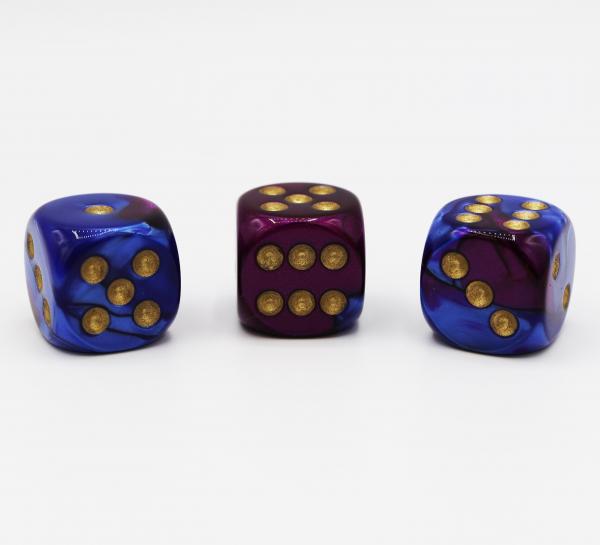 Chessex: Gemini Black and Purple with Gold Dice picture