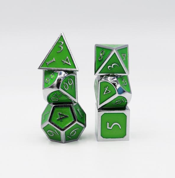 Silver Embossed Jade RPG Dice Set