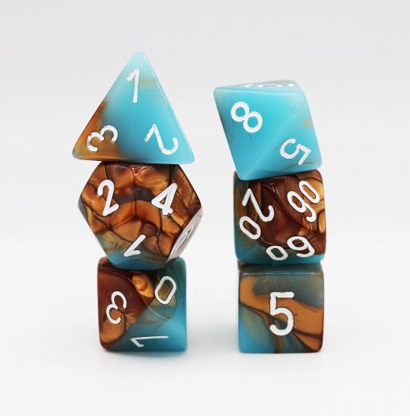 Chessex: Lab Dice Gemini Copper and Turquoise with White