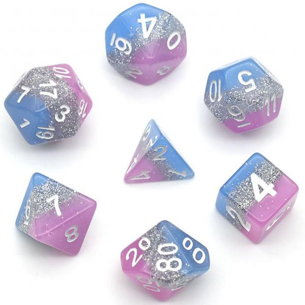 Pink, Blue & Glitter Layer Dice RPG Set