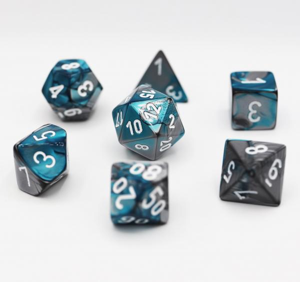Chessex: Gemini Steel and Teal with White Dice