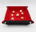 Leatherette & Velvet Dice Tray (Black w/ Red Rectangle)