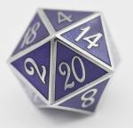 D20 Silver with Amethyst - 35mm Extra Large
