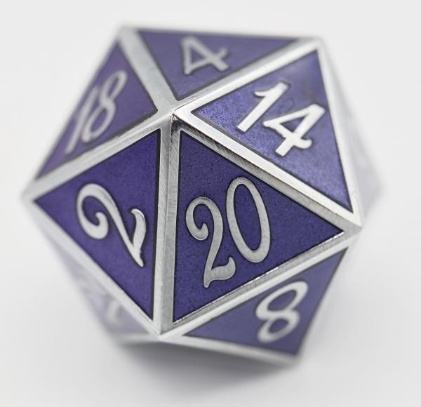 D20 Silver with Amethyst - 35mm Extra Large picture