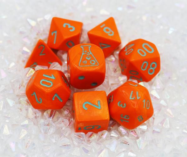 Chessex: Lab Dice 4 - Heavy Orange with Turquoise picture