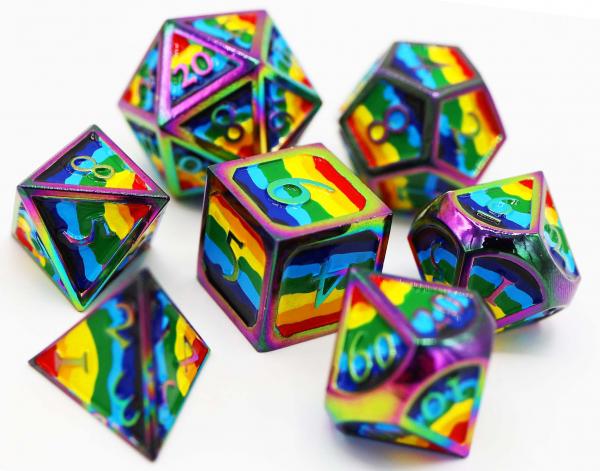 Rainbow Pride Flag - RPG Metal Dice Set picture