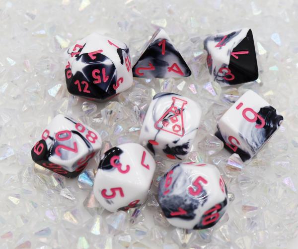 Chessex: Lab Dice 4 - Gemini Black-White with Pink picture