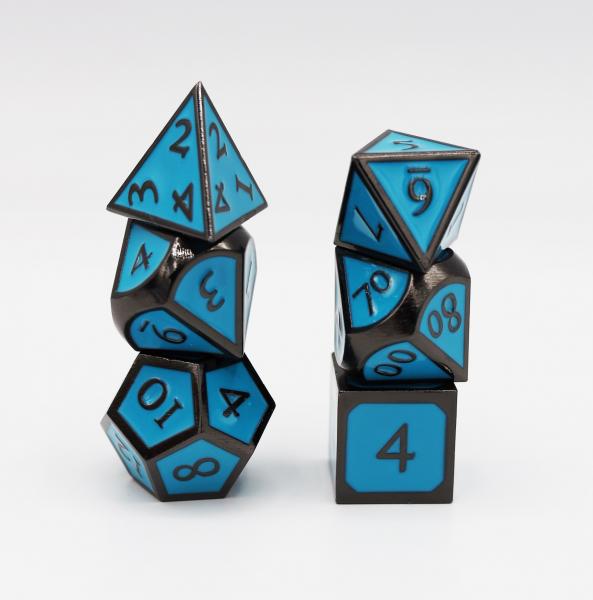 Midnight Metal with Teal RPG Dice Set