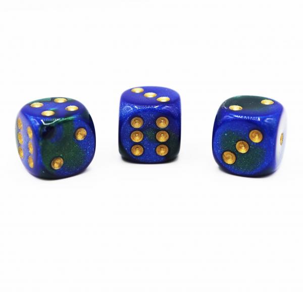 Chessex: Gemini Blue and Green with Gold Dice picture