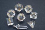 Level Up: Crown Crystal - Gold script RPG Dice & Bonus Pendant