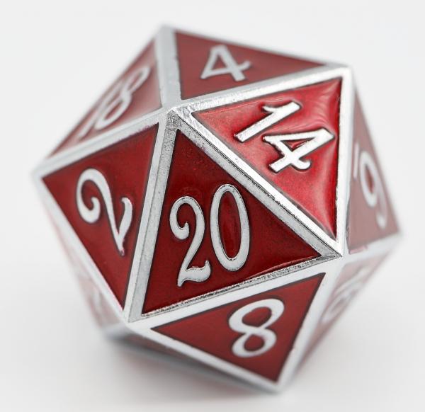 D20 Silver with Ruby - 35mm Extra Large picture