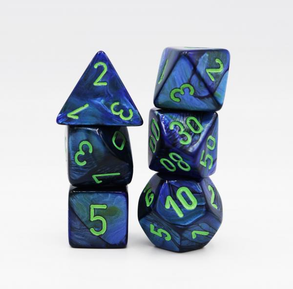 Chessex: Lustrous Dark Blue with Green Dice picture