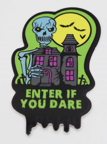 Spooky Sticker: Enter If You Dare - Green picture