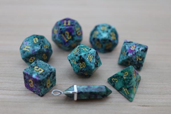 Level Up: Ruby in Zoisite RPG Dice & Bonus Pendant picture