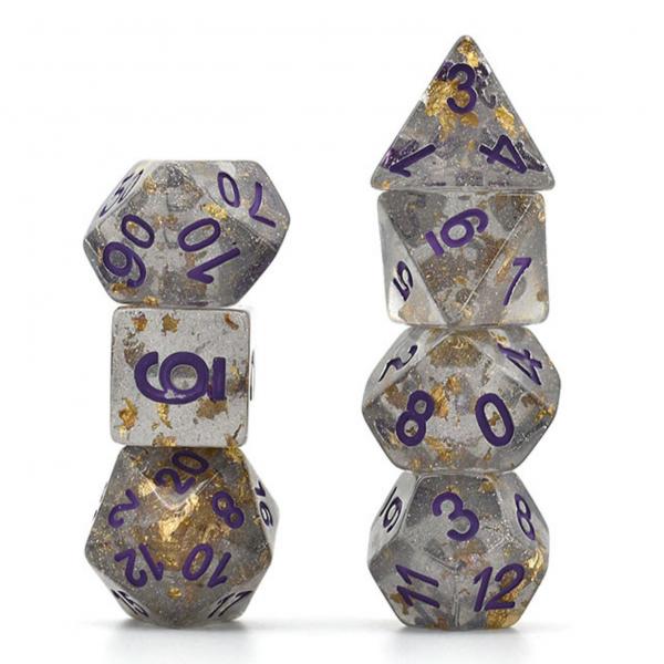 Gray with Gold Foil RPG Dice Set picture