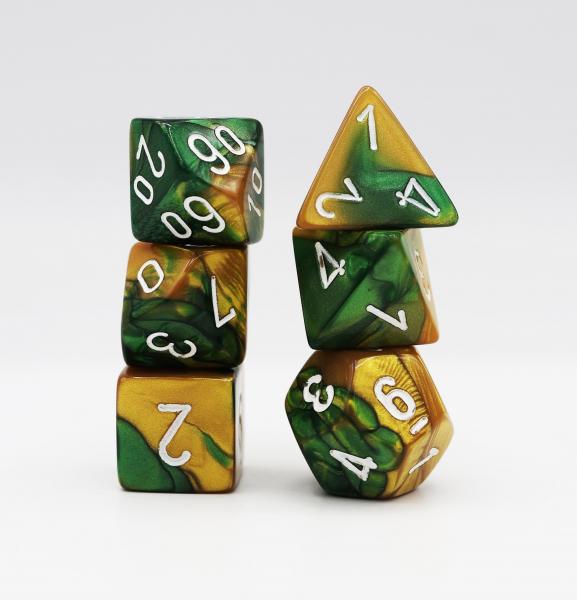 Chessex: Gemini Gold and Green with White