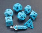 Level Up: Blue Turquoise RPG Dice & Bonus Pendant