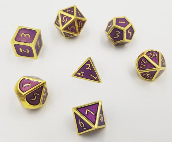 Gold Embossed Amethyst RPG Dice Set picture