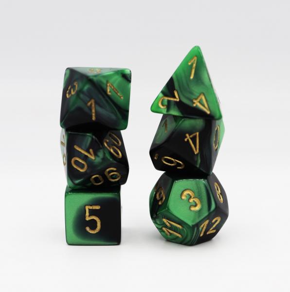 Chessex: Gemini Black and Green with Gold Dice picture