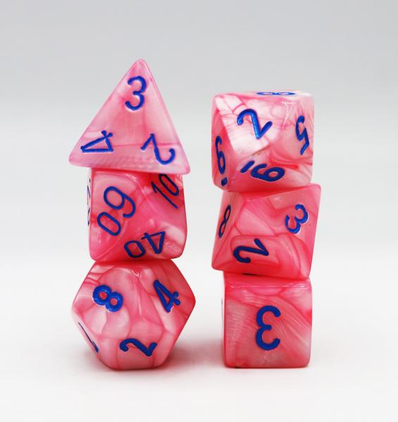 Chessex: Lustrous Pink with Blue Dice picture