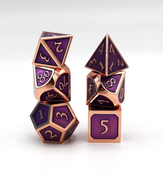 Copper with Amethyst RPG Dice Set