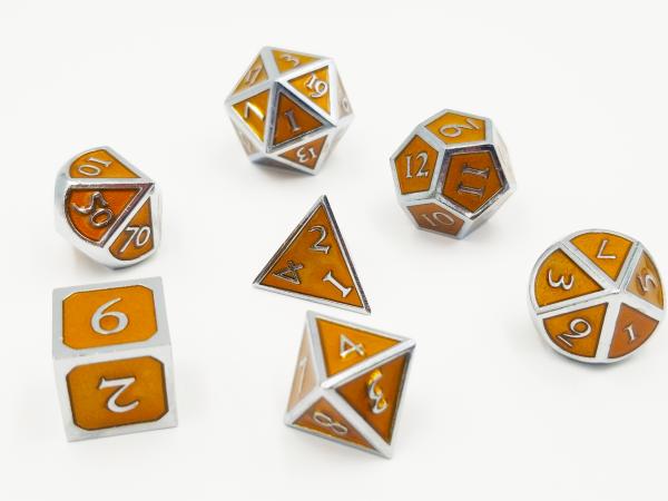 Silver Embossed Sunstone RPG Dice Set