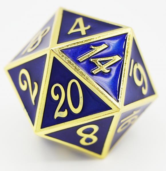 D20 Gold with Sapphire - 35mm Extra Large picture