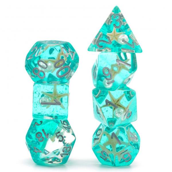 Green Glitter with Starfish and Pearl RPG Dice