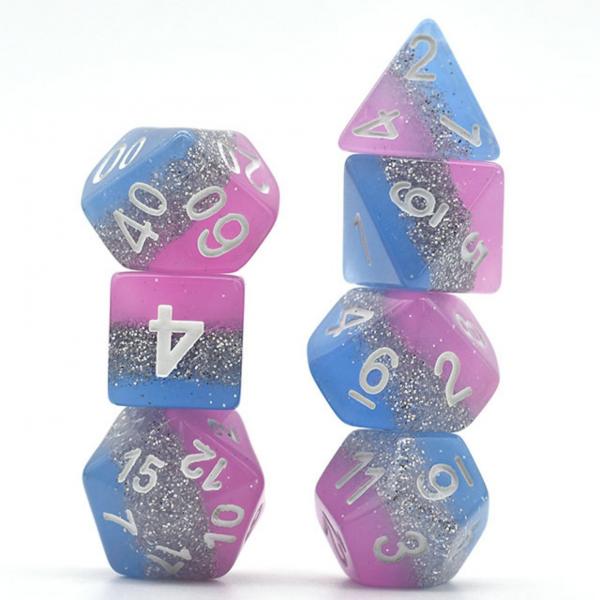 Pink & Blue with Glitter RPG Dice Set
