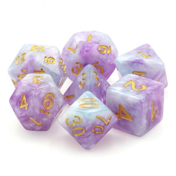 Purple and Blue Marble RPG Dice Set