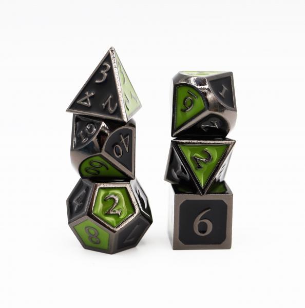 Dual Black and Green RPG Dice Set picture