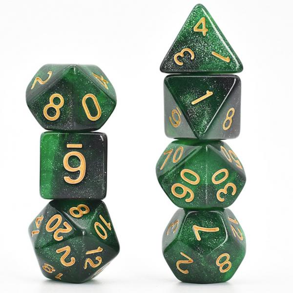 Black & Green Galaxy RPG Dice Set