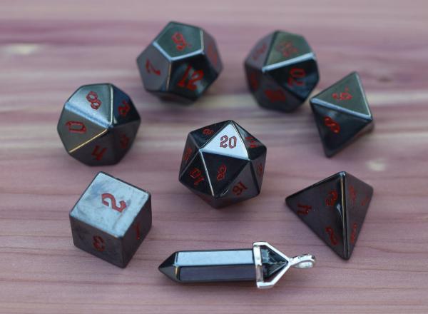 Level Up: Hematite RPG Dice & Bonus Pendant picture