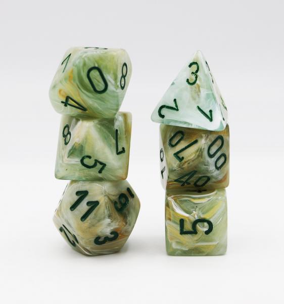 Chessex:  Marble Green with Dark Green Dice Set