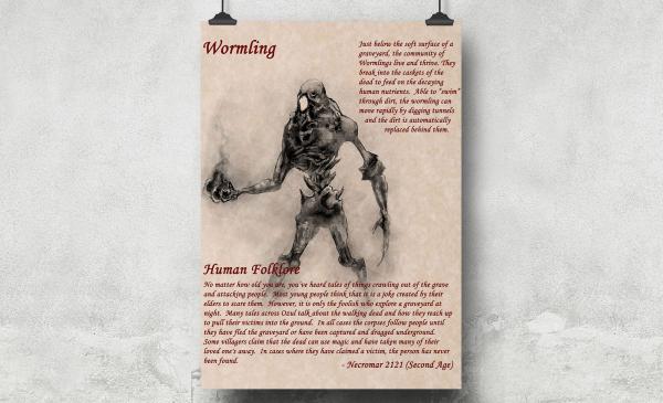 8.5 x 11 Folklore Print "Wormling" with official ShadowMyths Seal picture