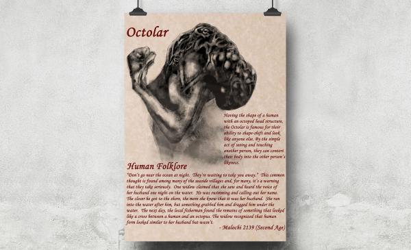 8.5 x 11 Folklore Print "Octolar" with official ShadowMyths Seal picture