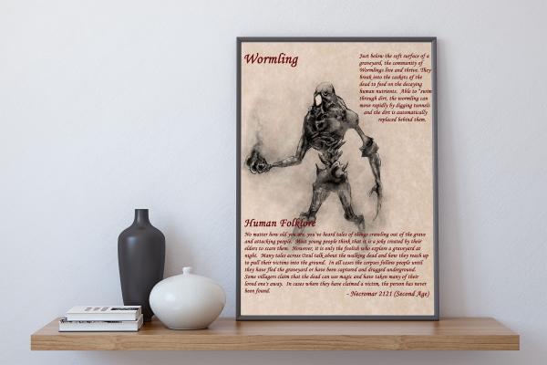 8.5 x 11 Folklore Print "Wormling" with official ShadowMyths Seal picture